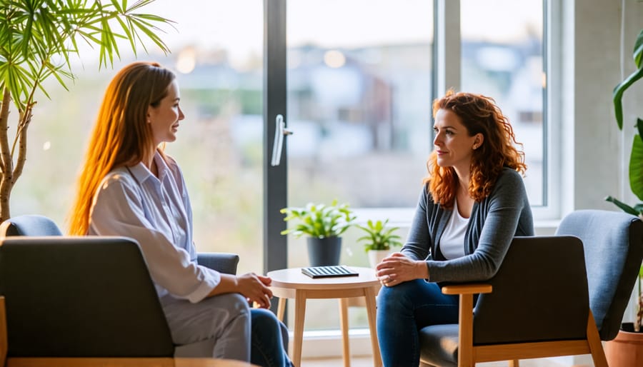 Therapist and client demonstrating the core principles of person-centered therapy in a session