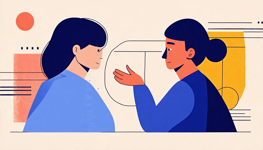 Illustration of active listening and empathy in a conversation