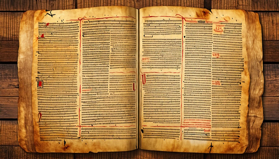 Ancient manuscripts with text, representing some of the earliest Bible translations