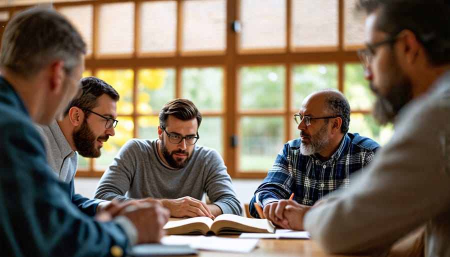 A group of scholars from different Christian denominations collaborating on an ecumenical Bible