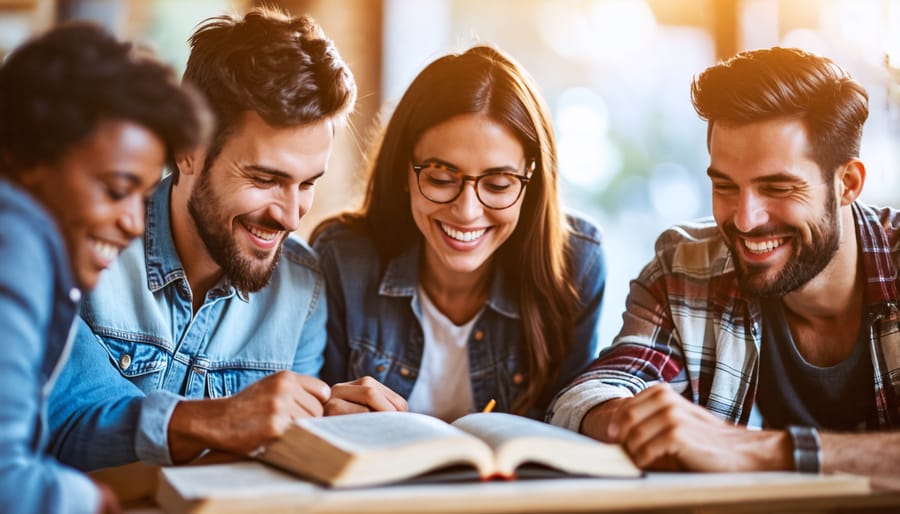 Supportive community studying the Bible together for mental wellness