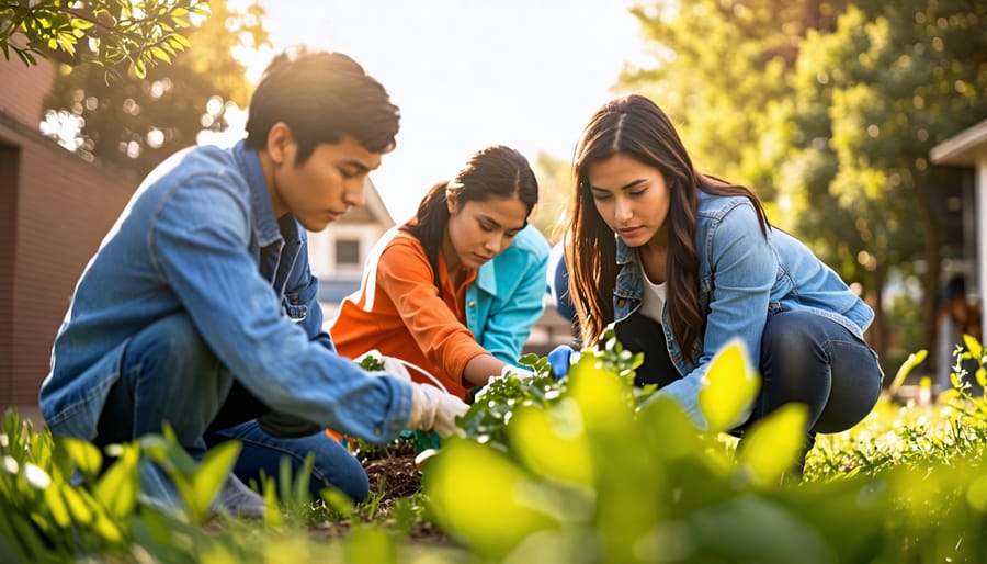 Christian community members participating in a service activity