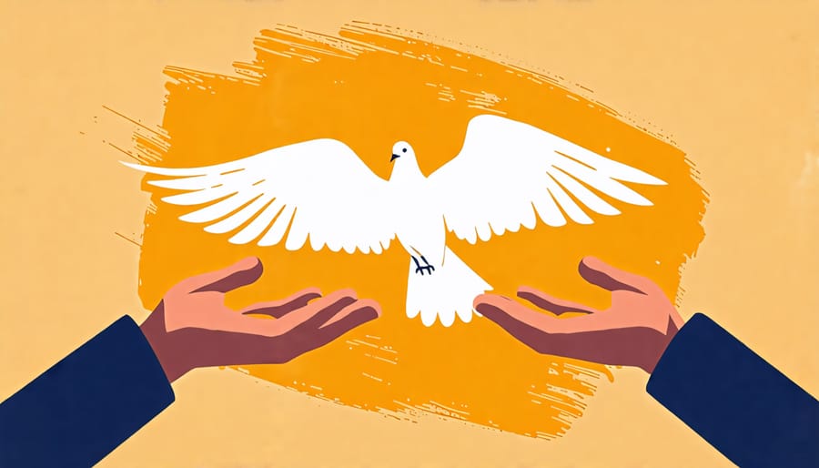 Hands releasing a white dove, representing the act of forgiveness and letting go