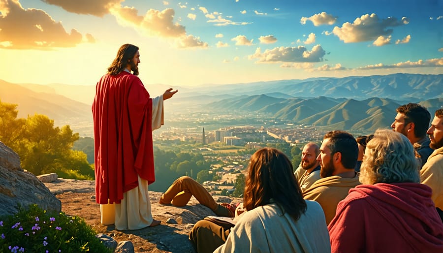 Jesus Christ teaching the Sermon on the Mount to his followers