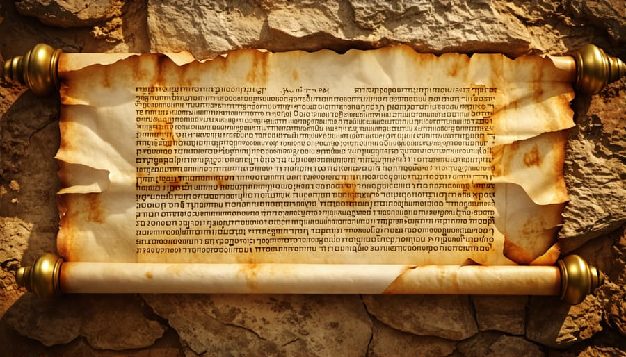 Aged papyrus scroll featuring Koine Greek script from the New Testament era