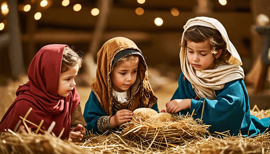 Kids enjoying a fun and educational nativity scene scavenger hunt