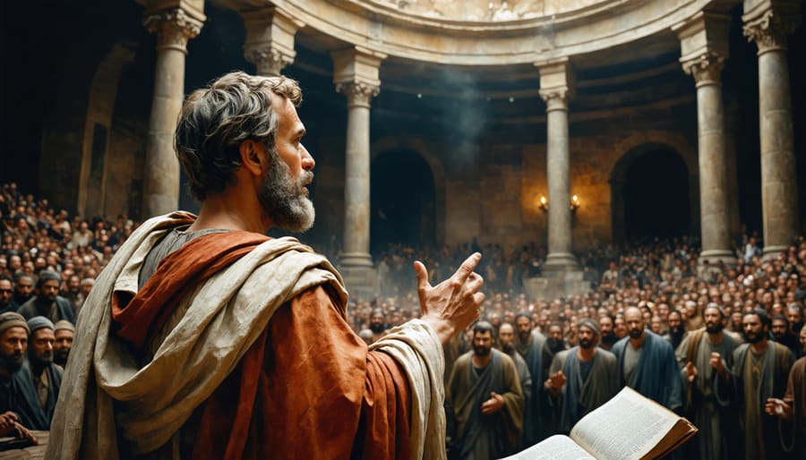 The Apostle Paul reasoning with a crowd, illustrating the biblical use of reason in service of faith