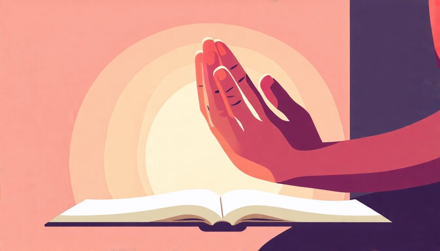 Person finding comfort and guidance through prayer and scripture