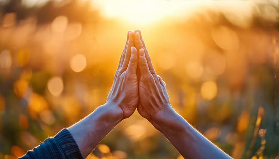 Hands clasped together in prayer illustrating community and servanthood in biblical leadership