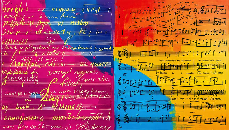 Abstract depiction of the difference between sacred and secular music lyrics