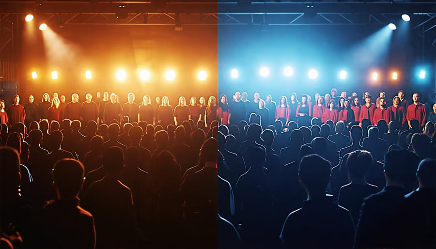 Contrasting images of sacred and secular music performances