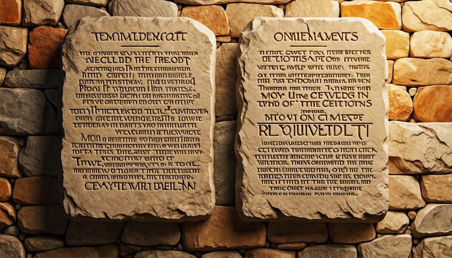 Stone tablets with the Ten Commandments etched on their surface