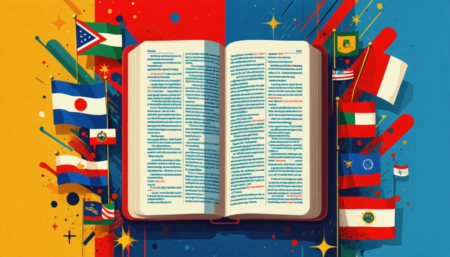 The Bible surrounded by cultural icons and flags from different countries