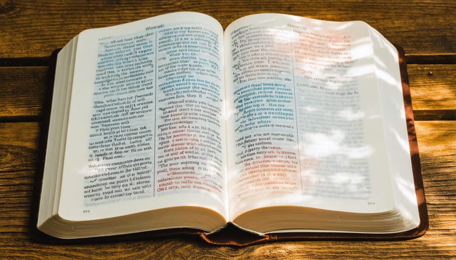 The Bible opened to a verse about the impact of words