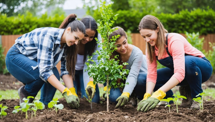 Christian volunteers participating in environmental service project