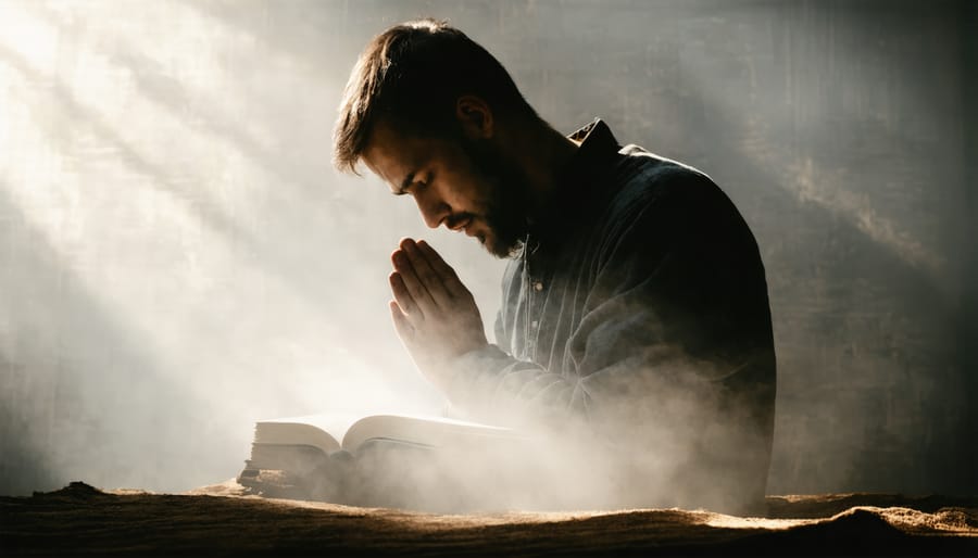 Person praying and reading the Bible, symbolizing faith and trust in God