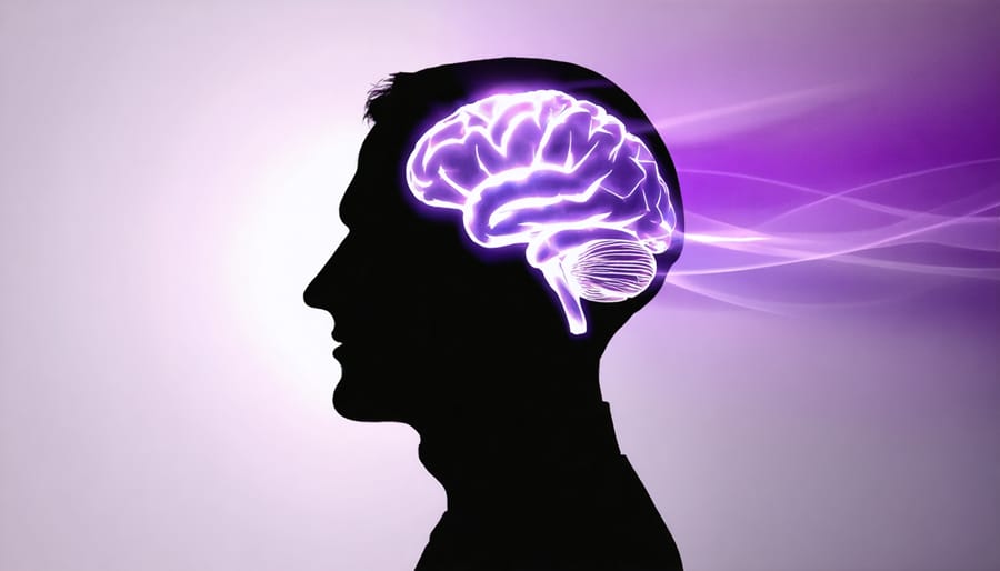 Human head silhouette with glowing brain, symbolizing human consciousness and the soul