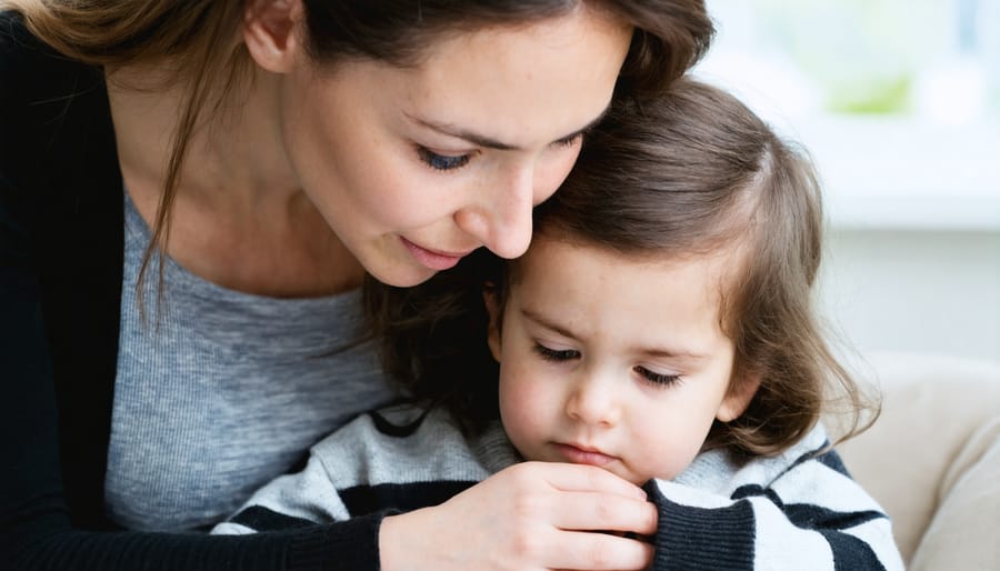 Parent listening and responding to child's questions with empathy