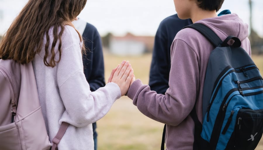 Two young Christians supporting each other through prayer in a prayer partner program