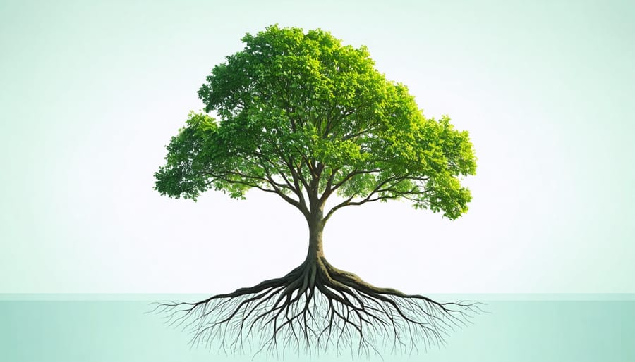 Mature tree with deep roots representing a seasoned disciple's well-established faith