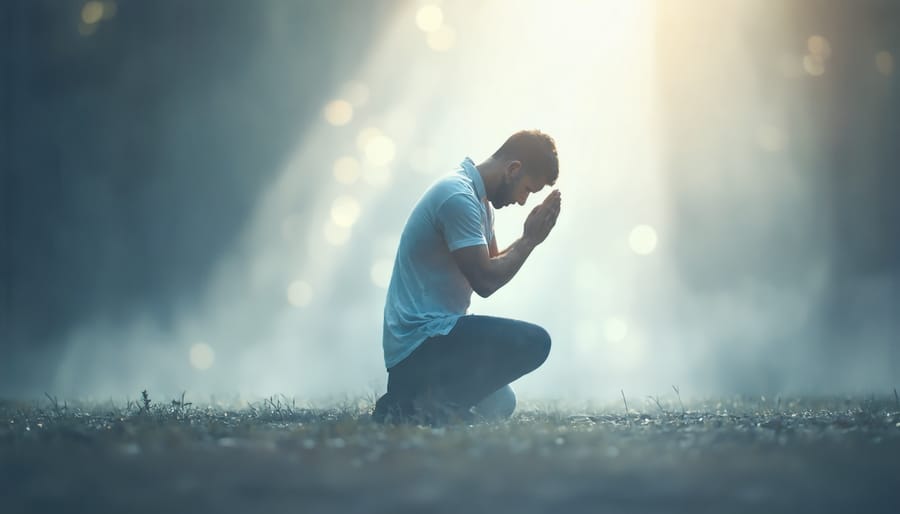 Illustration of a person seeking God's help through prayer