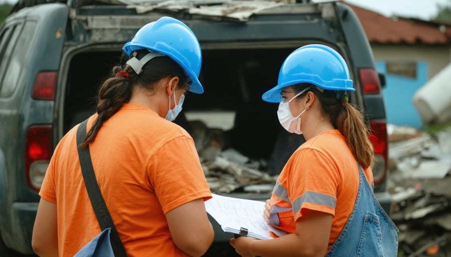 Christian volunteers working together to provide disaster relief assistance