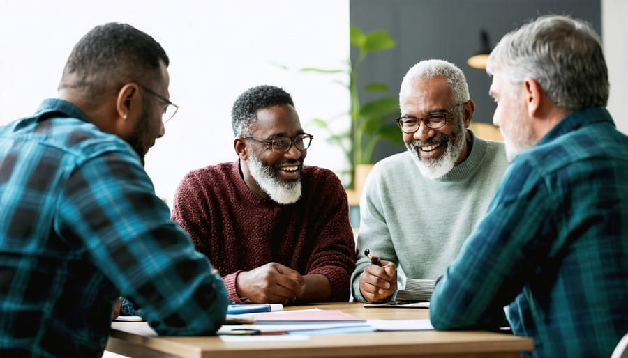 Group of Christian men demonstrating positive mentorship and community support