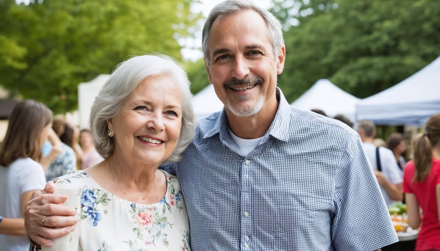 Married couple working together serving meals at a church ministry event