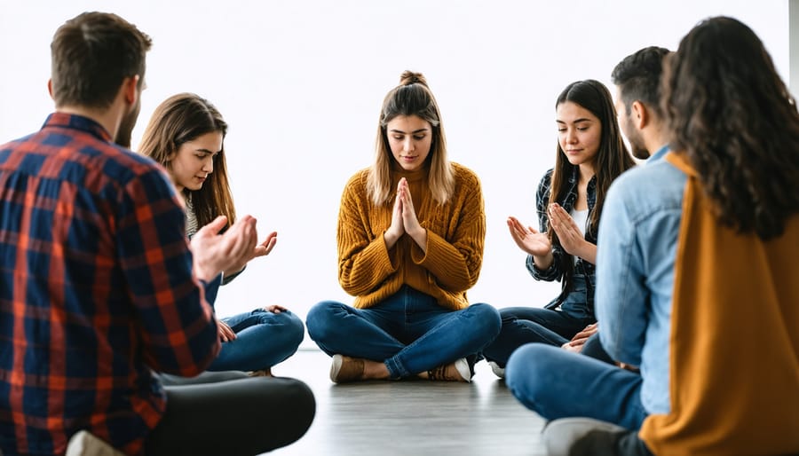 Faith-based mental health support group meeting in a church setting