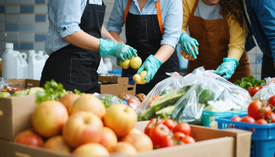 People of different faiths working side by side at a community service project