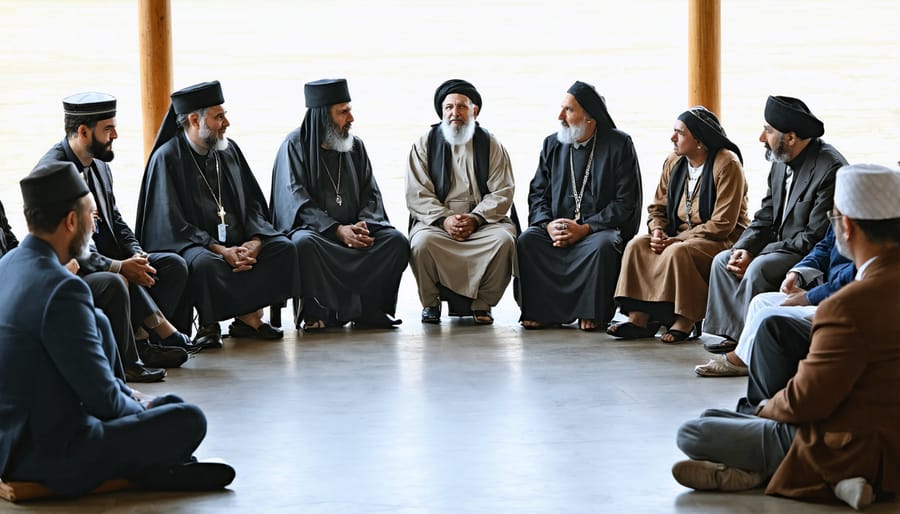 Religious leaders from different faiths participating in a respectful dialogue session