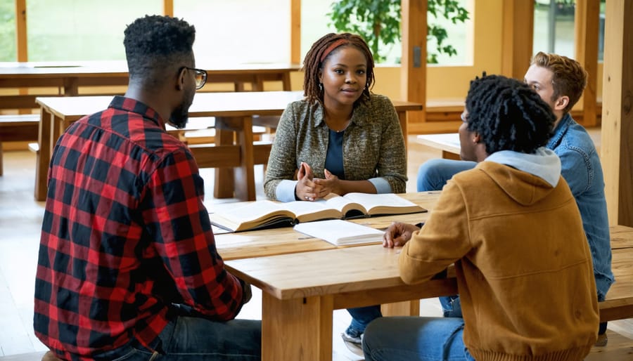 Diverse group of Christians engaged in Bible study and fellowship