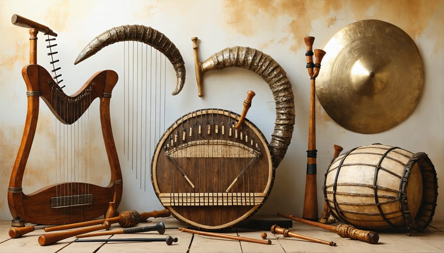 Traditional biblical era musical instruments used in temple worship