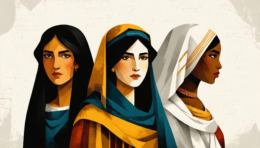 Artistic composition showing notable women from the Old Testament demonstrating leadership and valor