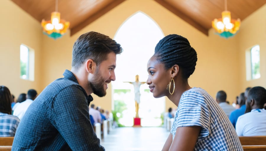 Two Christians engaged in active listening during conflict resolution