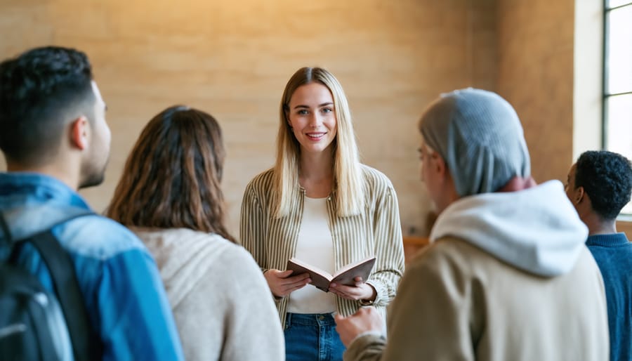 Christian support group meeting in church environment for mental health discussion