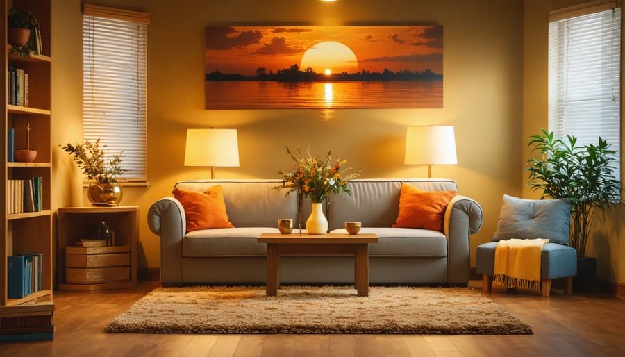 Welcoming Christian counseling office with cross on wall and comfortable chairs