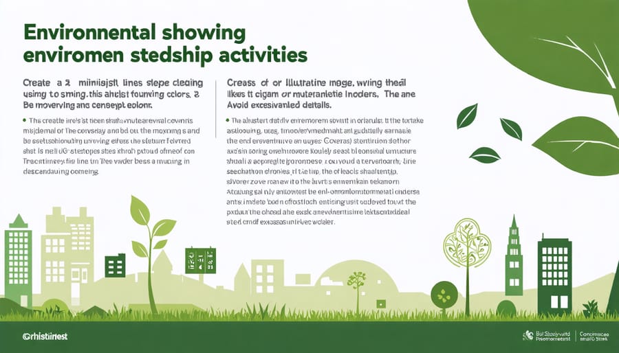 Visual diagram showing practical ways Christians can care for creation including recycling, renewable energy, and conservation