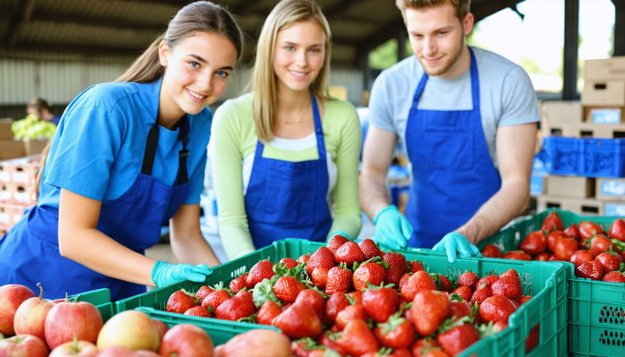 Christian community members working together at a food bank distribution center