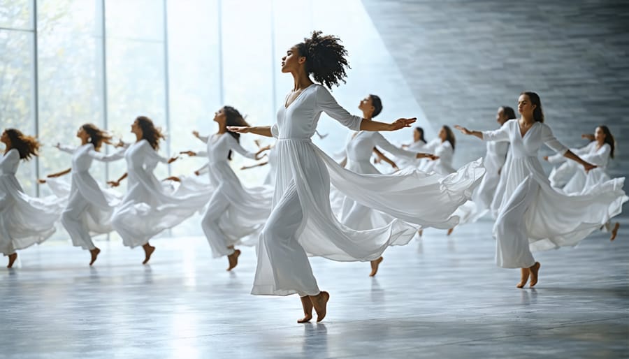 Group of modern liturgical dancers performing during a church service