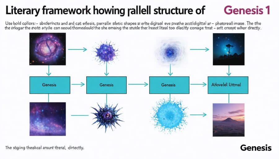 Symmetric diagram illustrating the literary framework of Genesis creation days