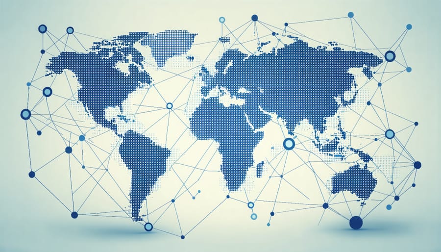 Stylized world map illustrating global connections in Christian ministry