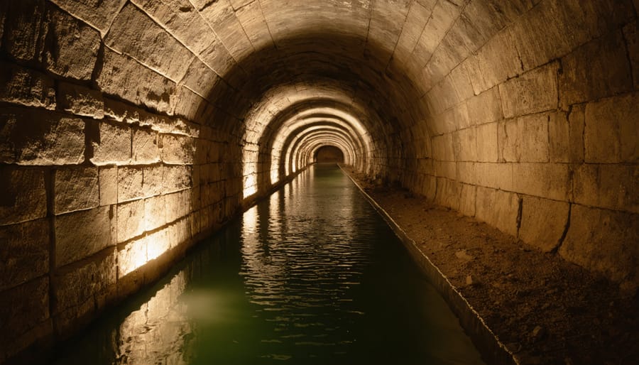 Ancient water tunnel carved through bedrock during King Hezekiah's reign in Jerusalem