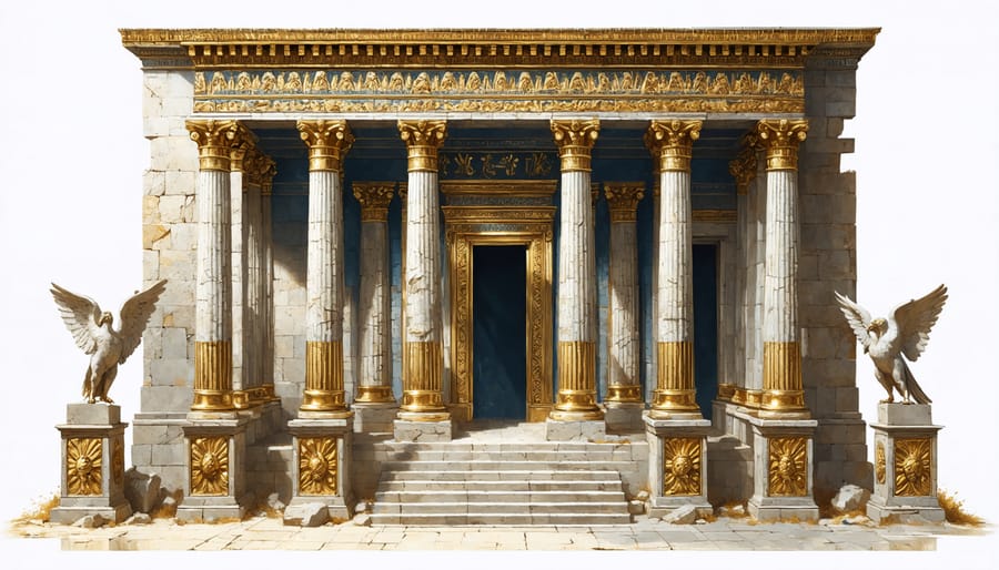 Detailed architectural reconstruction of Solomon's Temple interior and exterior