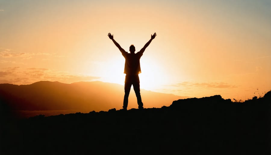 Silhouette of worshipper experiencing peace and connection with God