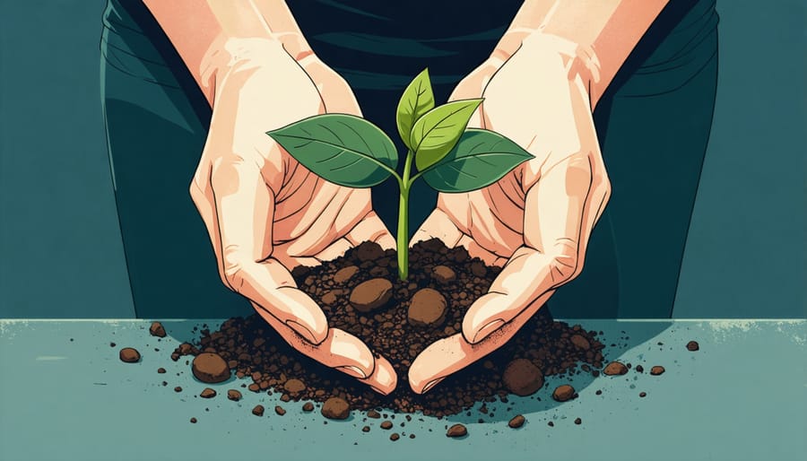 Hands gently holding a growing plant, symbolizing environmental stewardship