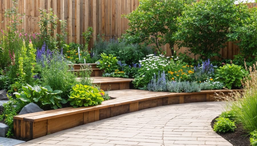 Peaceful church garden featuring sustainable landscaping and meditation areas