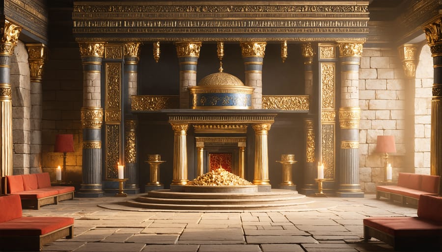 Artist's rendering of the ancient Hebrew Tabernacle showing detailed craftsmanship