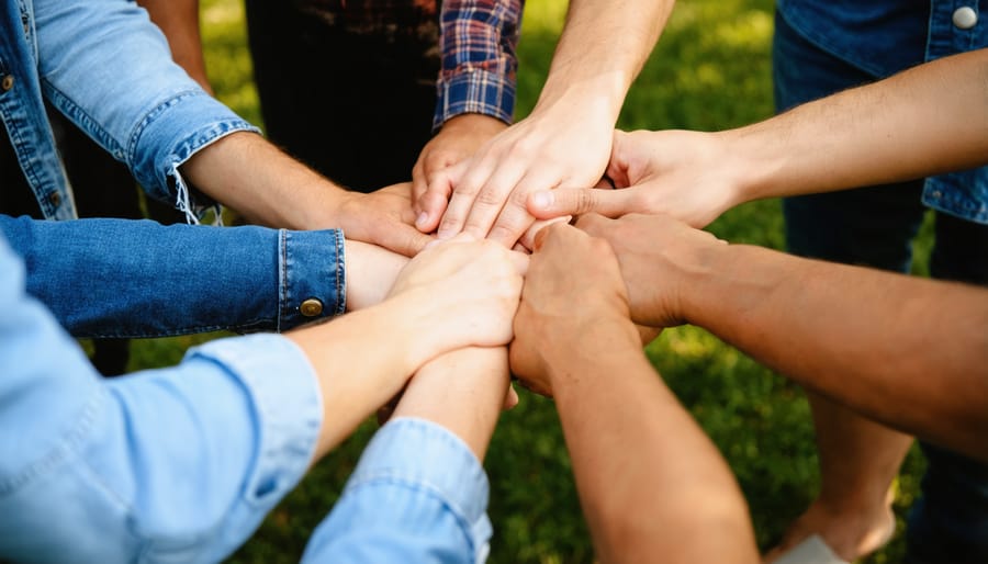 Christian community praying together in fellowship