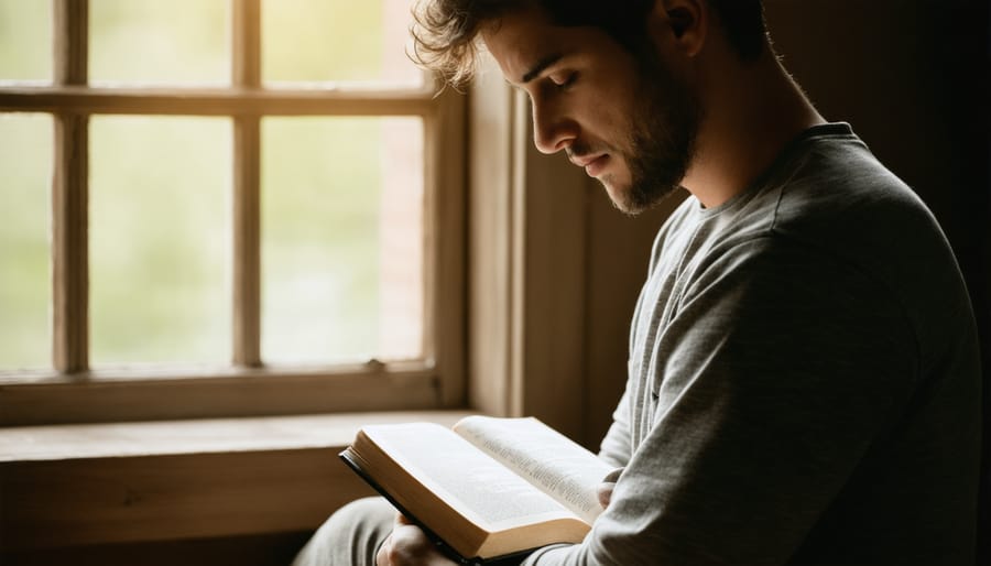 Peaceful moment of biblical meditation and prayer